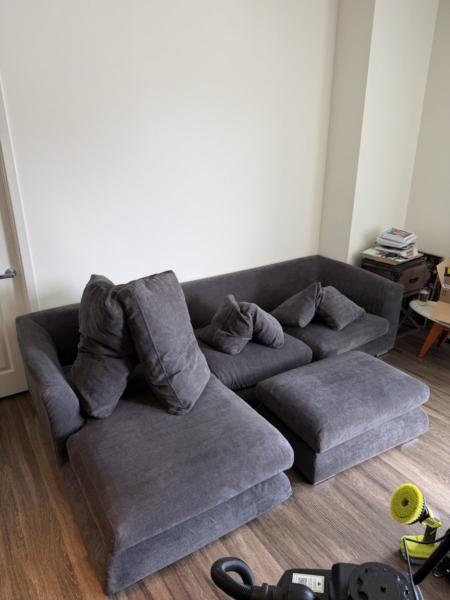 After: grey family sectional cleaned and refreshed