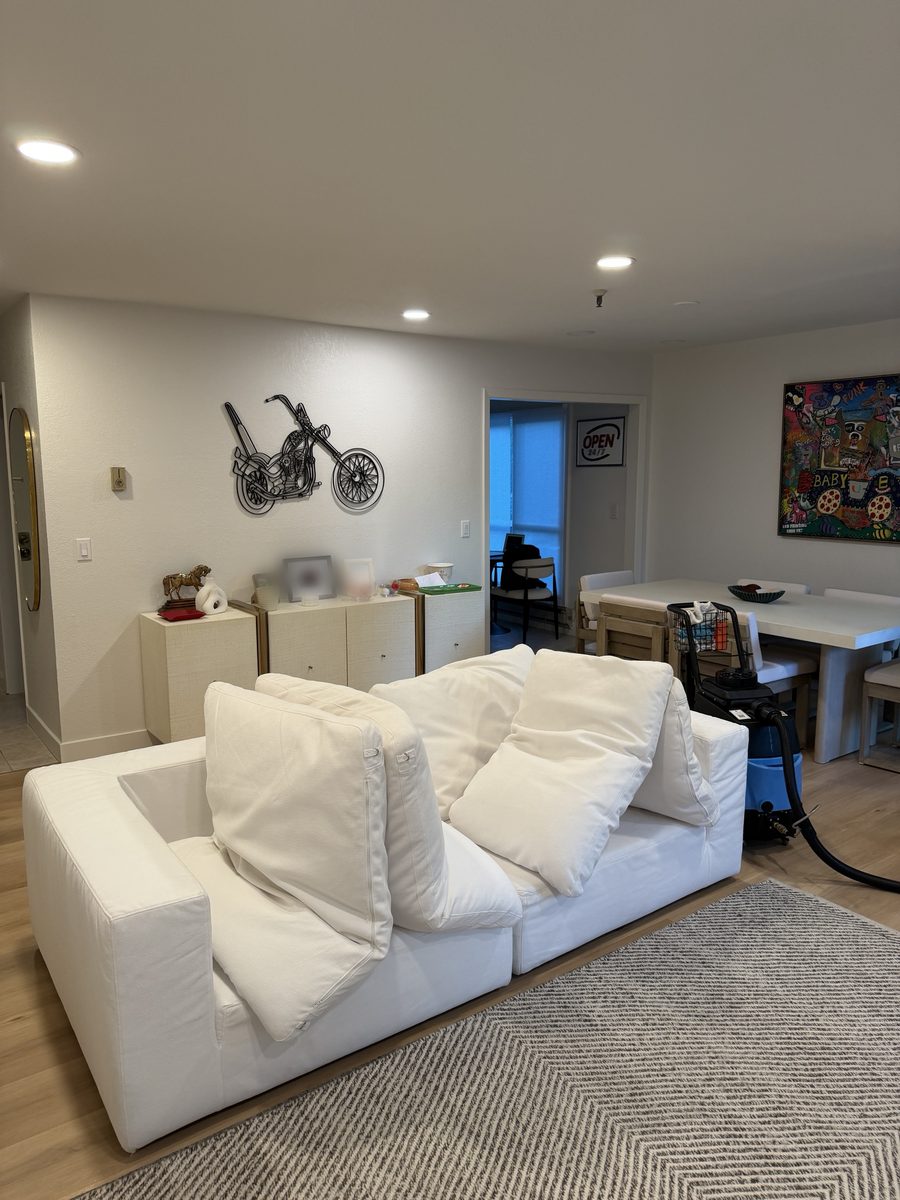 After: white modular sofa cleaned and brightened